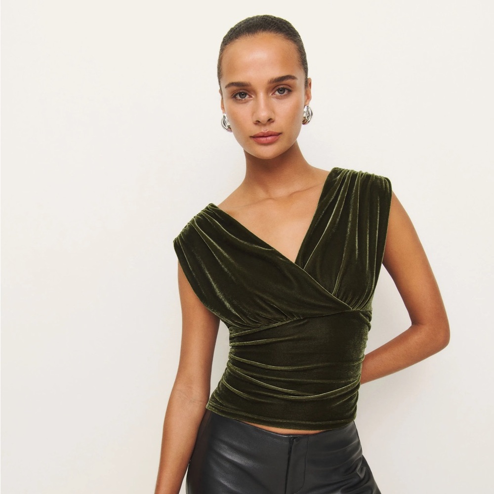 Reformation Amelia Knit Top Green - Size M